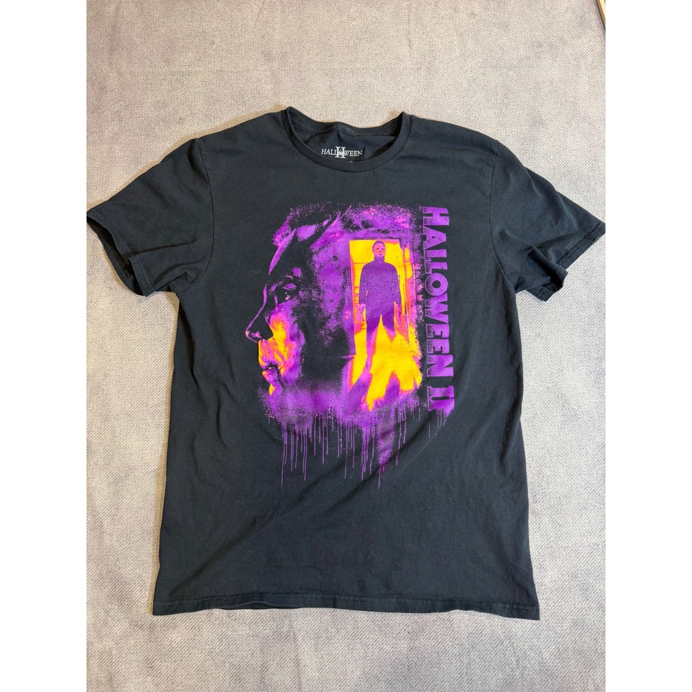 Mad Engine Halloween II Michael Myers Graphic Tee Black Purple Mens Medium M